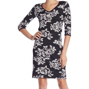 Taylor v neck floral 3/4 sleeve midi dress 7821